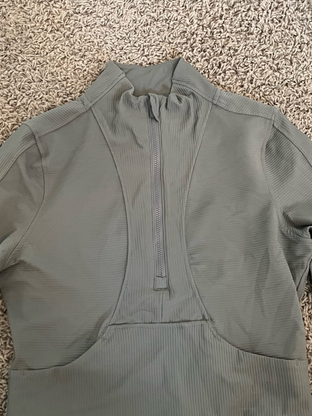 Woman’s Olive Green Cropped Ribbed Zip-up - Picture 2 of 4